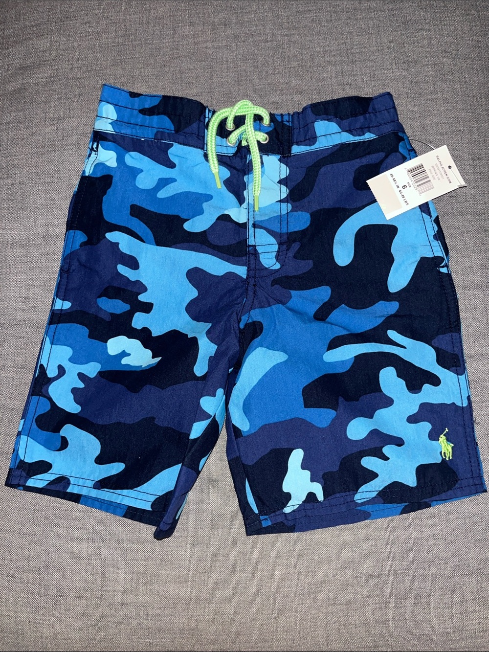 NWT Boys Polo Ralph Lauren Blue Camo Swimsuit with pockets size 6